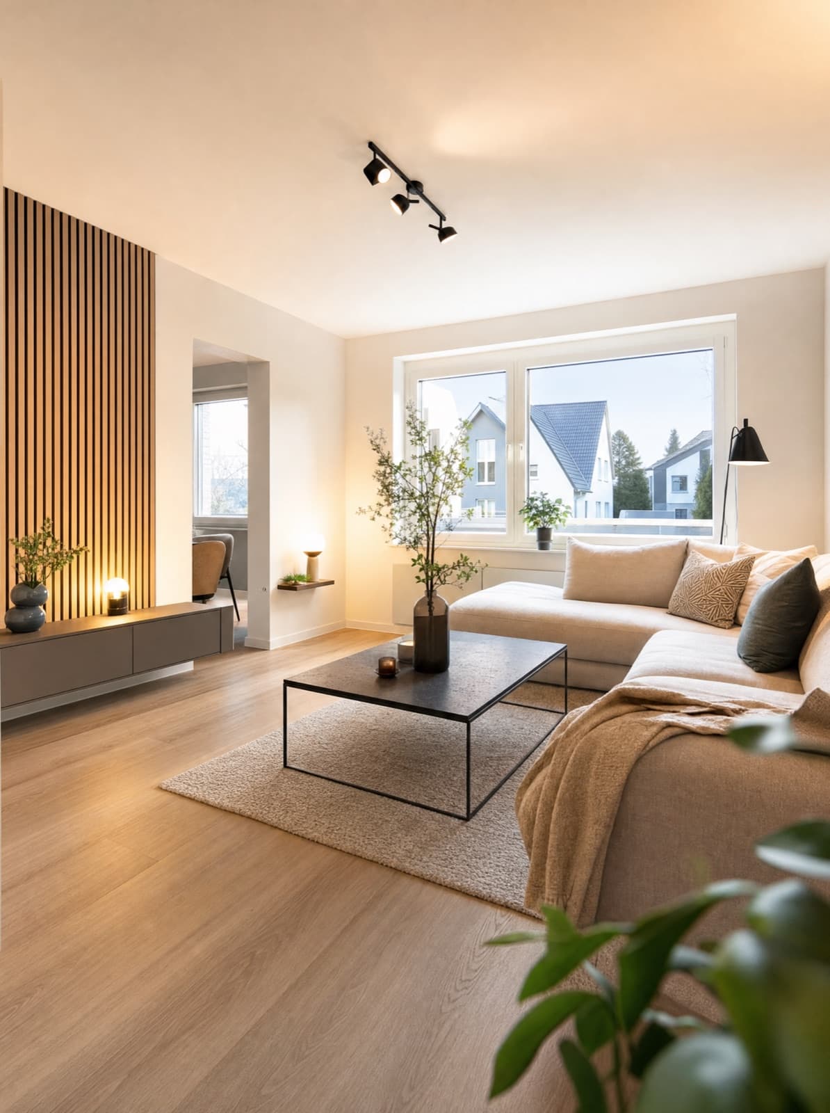 Wohnraum — Wohnzimmer, Visualisierung einer Sanierung von Malerbetrieb Schwab